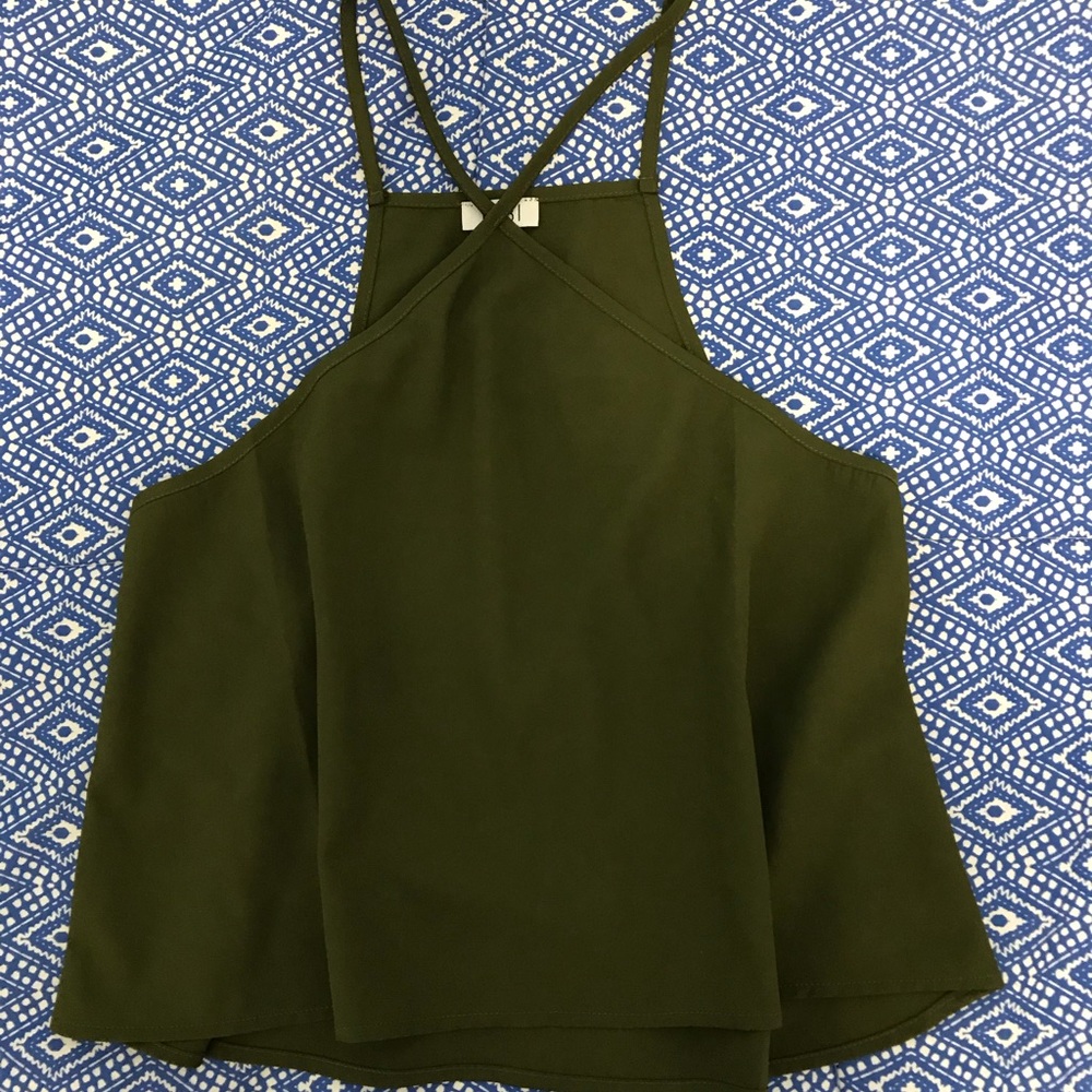 Olive Halter Crop Top